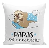 Tassenbrennerei Original Faultier Kissen Papas Schnarchecke - inklusive Füllung - Qualität aus Deutschland & Waschbar - Geschenk Vater lustig (Papa)