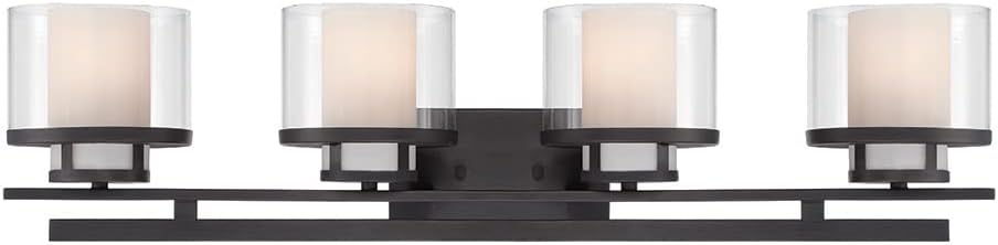 Designers Fountain 86104-BBR 33.25in Fusion 4-Light Bathroom Vanity Light Fixture, Biscayne Bronze