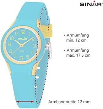 Montre Sport Analogique SINAR XB-47-1 Pour Enfants Et Ados | 10 Bars étanche, Bracelet Silicone Noir/bleu, Boîtier 29 Mm