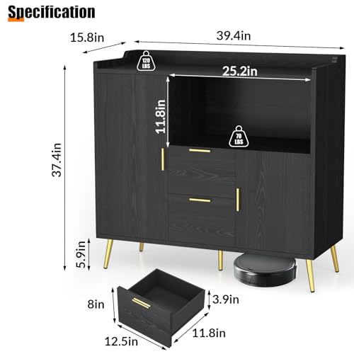 GarveeHome Buffet Cabinet with Drawers, 40 in Sideboard Buffet Storage Cabinet with Shelves and Doors, Modern Coffee Bar Station Wood Kitchen Table for Kitchen, Dining Room by GarveeHome - Image 3