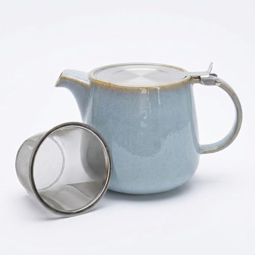 Scandi Home Oslo Duck Egg Blue Ceramic Teapot with Stainless Steel Infuser | 1 Litre Capacity | Ideal for Loose Leaf Tea | Dishwasher Safe | Nordic Gift