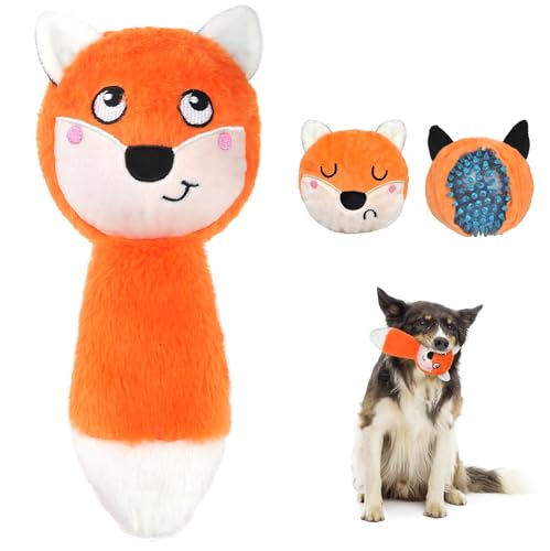 Fida Squeaky Dog Toys for Aggressive Chewers 3 in 1, Dog Chew Toys with 3 Layers,Interactive Dog Toys for Large Dogs Balls to Keep Them Busy for Small Medium Dogs(Fox)