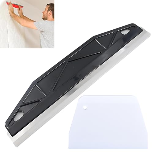 Wallpaper Scraper, Paint Scraper Tool, Metal Scraper, Filling Knife Set, with 1 Pcs Plastic Scrapers, for Removing Wallpaper Paint, Filling Putty, Repairing Drywall and Plaster Scraping (Black)