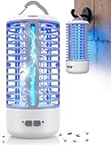 Dnenellr Mückenlampe, Mückenschutz, Anti Mücken Lampe, Insektenvernichter Elektrisch, Wiederaufladbare LED-Lampe, 3000V UV Elektrische Fliegenfalle, IPX4 Wasserdichter für Innen & Außen (Weißgrau)