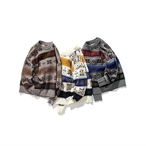 camisolas de pulôver masculinas Homens flor listrada camisola de inverno pulôver masculino camisola