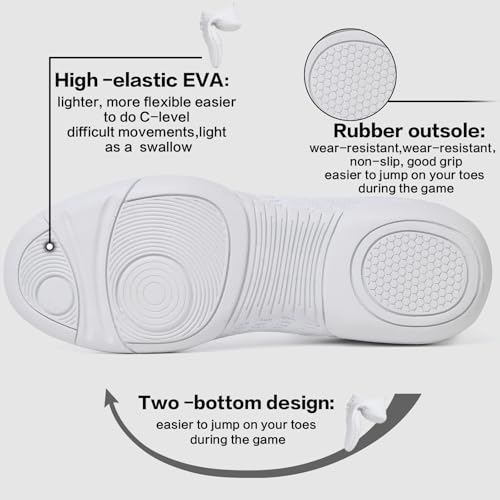 Image of Cheer Shoes for Youth Girls White Cheerleading Athletic Dance Shoes Tennis Sneakers for Competition Sport Training