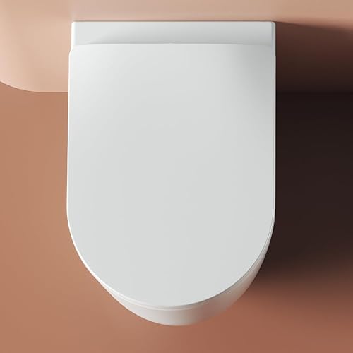 Monet - Tapa de inodoro original, con efecto pulido, color blanco brillante