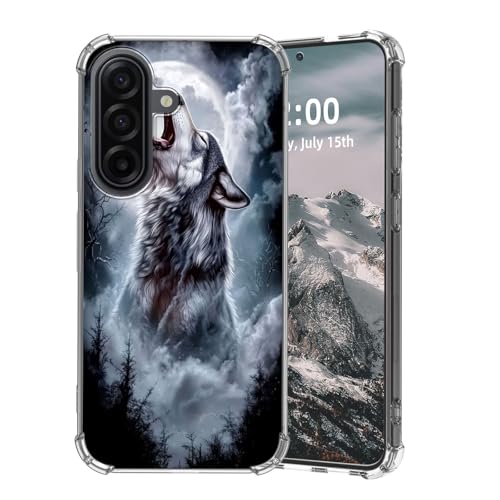 SFJAXYOV for Samsung Galaxy A17 Case, Howling Wolf Under Full Moon Slim Fit Phone Case, Shockproof Cover for Samsung Galaxy A17 6.7"