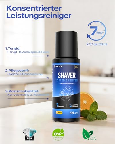 Wiederverwendbare Reinigungskartusche mit 70ml Reinigungslösung 7-monatiger Vorrat für Braun Clean & Renew CCR, Ersatz-Rasierer-Reinigungslösung für Clean&Charge Reinigungssystem, Alkoholfre