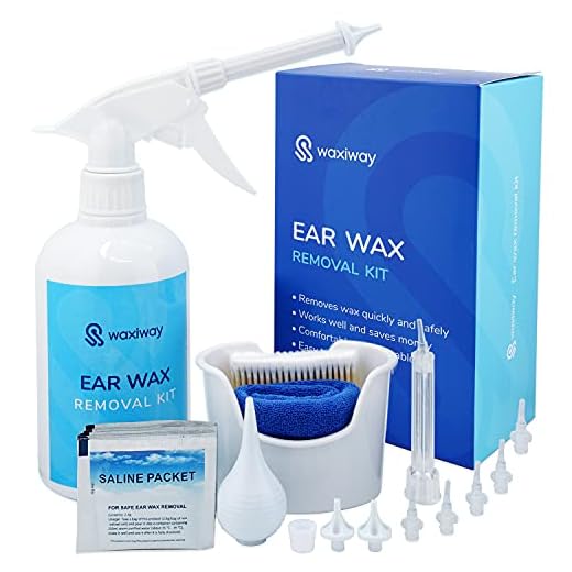 WAXIWAY Ear Wax Removal Kit – Ear Cleaning Kit with Spray Bottle, Ear Syringe, Basin, Cotton Swabs, Disposable Tips, Soft Towel and Salt Solution Packets – Eliminate Earwax Discreetly at Home