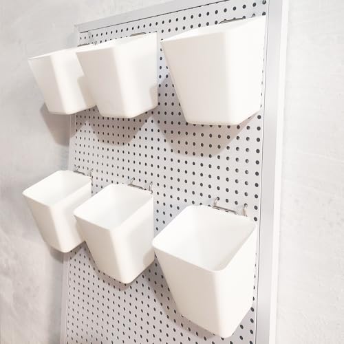Pegboard Cups with Hooks 6 Pack - Peg Board Organizer Storage Bins (White) by D-PRECIO - Used condition - Image 8
