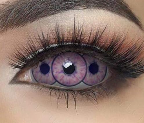 Lentille de contact sclérale rose Halloween sans correction, paire annuelle triple iris cosplay