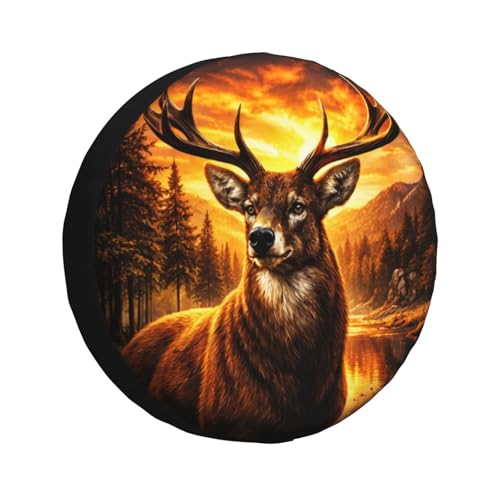 Image of Deer Spare Tire Cover - Funny Wheel Protectors Waterproof Universal Wheel Cover for SUV Rv Travel Trailer Camper Truck 14 Inch