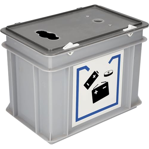 Boîte de collecte pour piles avec couvercle et ouverture de 20l - 2
