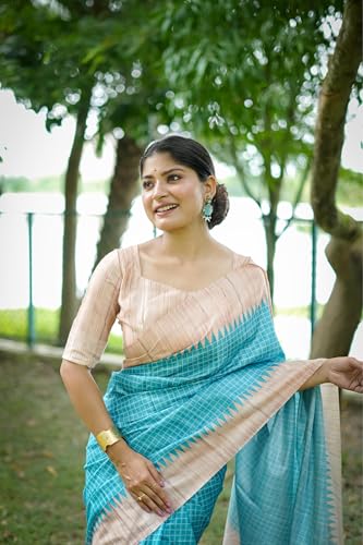Image of SATIKA VASTRAM Tussar Silk Saree Solid Design Pure Soft Thread Weaving Contrast Border And Rich Pallu With Blouse Piece