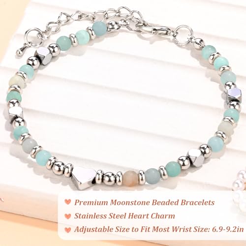 Image of Gifts for Teen Girls, Moonstone Beaded Bracelets with Gift Card, Inspirational Christmas Birthday Graduation Galentines Day Gifts for Daughter Granddaughter Niece Sister Bestie