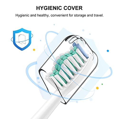 Toothbrush Heads for Philips Sonicare Replacement Brush Heads with Protective Cover Soft Dupont Bristles Electric Toothbrush Replacement Heads for Oral Health, 8 Pack