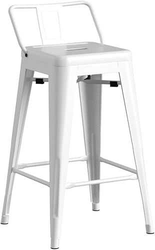 Miniatura 45 de Andeworld Juego de 4 taburetes de bar de metal industrial con respaldo (30 pulgadas, negro) Mate negro,Crema Blanco,RUSTY,plateado