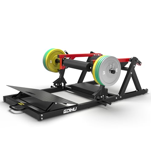 Goimu HT01 Hip Thrust Machine, 800LBS Plate-Loaded Glute Drive with Band Peg, Heavy Duty Glute Bridge Machine with Weight Holder, Butt Exercise Equipment for Glute Muscles Building(Red-190LBS-C)