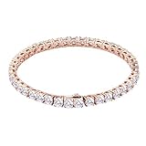 KRKC&CO Bracciale Tennis Donna Argento 925 4mm Bracciale Tennis Placcato in Oro Rosa/14k Oro/Oro Bianco con Zirconi Diamanti Iced Out Hip Hop 15-20cm