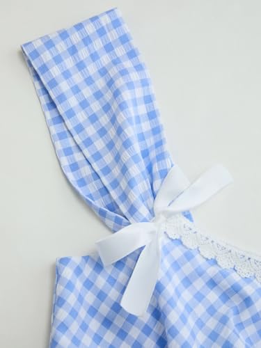 Women Gingham Lace Trim Crop Tank Tops Square Neck Corset Top Plaid Y2K Sleeveless Going Out Tops Slim Fit Cami Shirts4