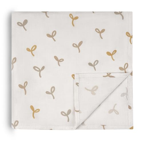 Image of HECCEI Muslin Baby Swaddle Blanket Bamboo Cotton 47 x 47 Inches | Soft Breathable Receiving Blanket Swaddles for Newborn Registry Gift for Baby Showers