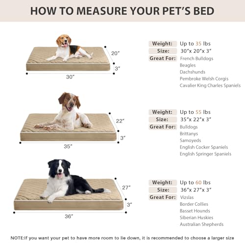 Image of WNPETHOME Orthopedic Dog Bed Medium Size Dog, Waterproof Medium Dogs Bed with Removable Washable Cover, Multi-Needle Quilting Dogs Crate Bed