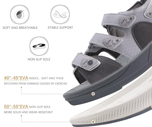 Image of ONCAI Women's Walking Sandals with Arch Support Hiking Athletic Sandals Woman Outdoor Cushion Footbed Water Summer Thick Rubber Soles Sandalias Mujer Size 6-12