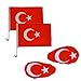 Produktbild Türkei Auto Fan Set Hochwertig 4 teilig, 2x Autofahne, 2x Spiegelflagge, Türkiye EM Fanartikel Fahne Flagge 2024