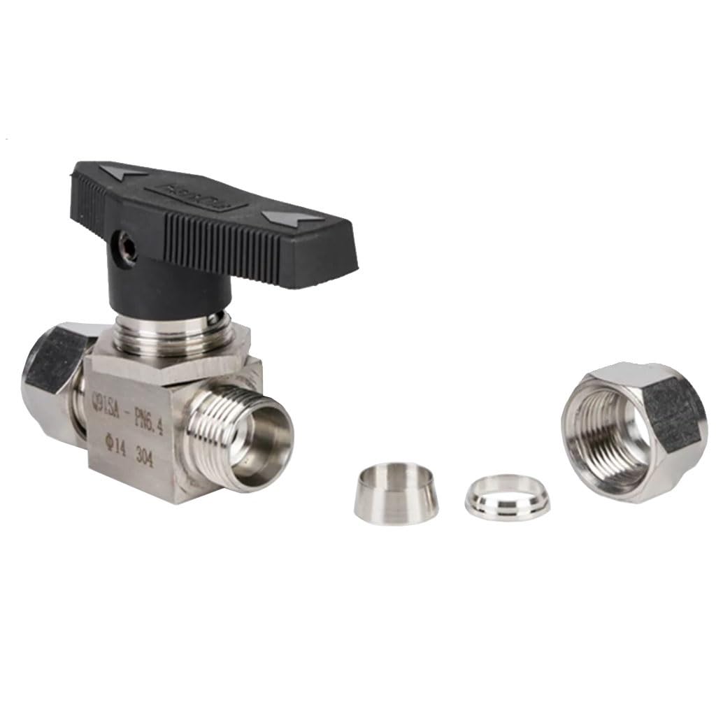 Válvula de Bola Acero Inoxidable 304 con Doble Casquillo, 1/2", 1/8", 3/8", 1/4", Interruptor 2 vías, 1 Unidad(1/8 Inch)