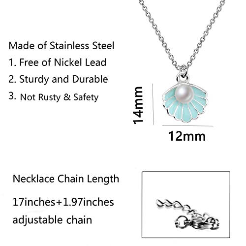 Bnql Seashell Pendant Necklace Beach Lover Gifts Scallop Necklace Enamel Blue Seashell Jewelry For Women Girls #TOP1