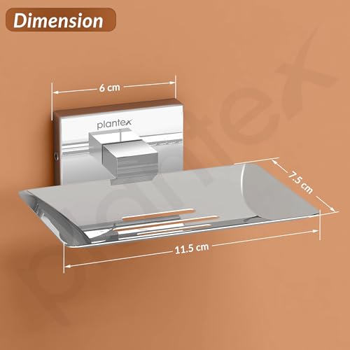 Image of Plantex Stainless Steel Soap Holder for Bathroom /Soap Dish /Case /Stand for Kitchen /Bathroom Accessories - Pack of 1 (Chrome, Nexa)
