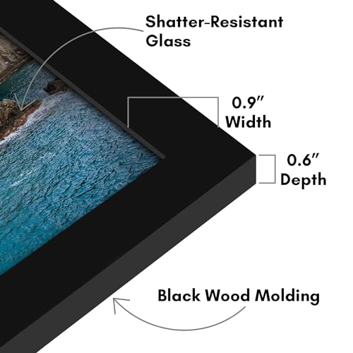 Image of Americanflat 8x10 Picture Frame with Shatter-Resistant Glass - Set of 2 - Signature Collection - Gallery-Style Frames Made of Engineered Wood - Picture Frames for Tabletop and Wall Display - Black
