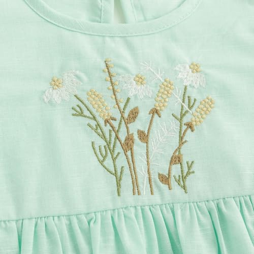 Simplee kids Newborn Infant White Rompers Baby Girls Summer Ruffle Sleeveless Embroidery Bodysuit Outfits 0-24M — view 3