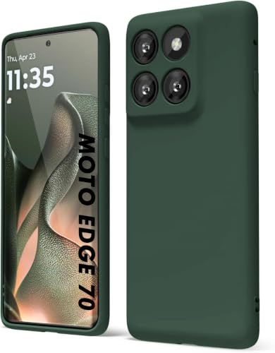 Image of DIZORO Microfiber Candy Case for Motorola Moto Edge 70 5G Smooth Touch Cushion Liquid Soft Silicone Gel Phone Cases Non-Slip Full Body Protective Back Cover - Forest