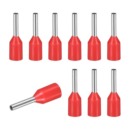 Image of sourcing map 200 Pcs Wire Ferrule Connectors VE0506-24AWG Crimp Copper Ferrules Terminals Connector Insulated Cord End Terminal for Electrical Projects Industrial Chemical Industry, Red