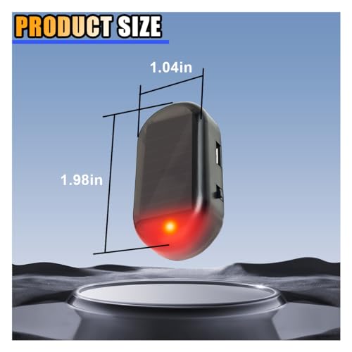 Car Solar Power Simulated Dummy Alarm, Car Alarm Warning Light Fake Lamp with USB Charger Port, Anti-Theft LED Flashing Security Light Car Accessories for Most Cars (Red, 2PCS) - Thumbnail 2