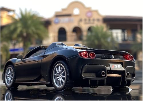 Image of Kids Model 1:32 Ferrari J50 Die Cast Metal Car Pull Back Action Opening Doors with Realistic Engine Sound Lights Toy Car Gift for Boys - Black