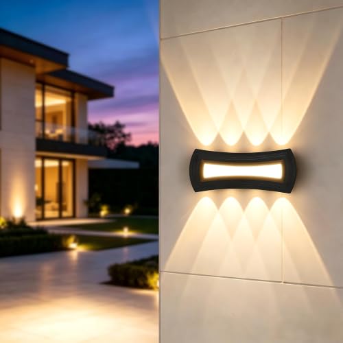 Lampada da parete LED esterna, lampada a muro moderna impermeabile IP65, 10W luce bianca calda 3000K con 6 fari, lampada da parete interna ed esterna per soggiorno, giardino, facciata casa, terrazzo