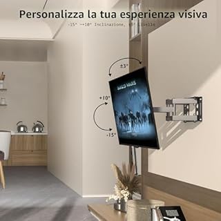 BONTEC Supporto TV Parete per Television da Plasma LED LCD Piatti e Curvi 23-70 inch, Inclinazione Girevole Staffa per TV con Doppio Braccio Peso fino a 45kg, Max VESA 400x400mm, con Fascette per Cavi