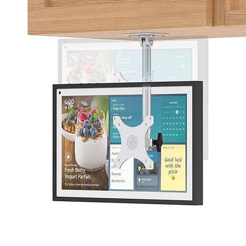Laivli Echo Show 15 Under Cabinet Mount Easy to Adjust The Height with Thumb Screw Rotate Tilt Swivel for 15.6 Smart Display Whole Aluminum Mount for Echo Show 15