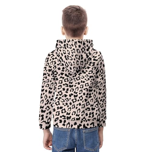Leopard Pattern Hoodie Teenager Sweatshirt Pullover Hooded Casual Loose Childrens Hooded Sport Shirt Top 7-18 Years3