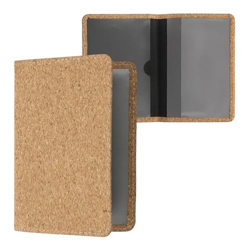 kwmobile Fahrzeugschein Hülle mit Kartenfächern - Kork Etui Tasche für Auto Zulassungsbescheinigung Führerschein - Schutzcover Hellbraun