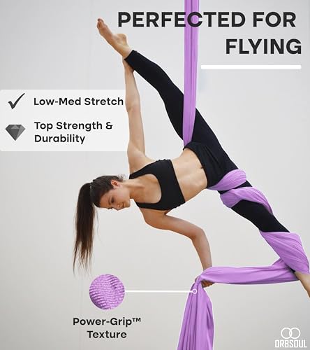 Aurora PRO Aerial Silks + Yoga Hammock (Full Rigging Hardware) Safety CE Certified - 100% Premium Nylon in 40 Denier