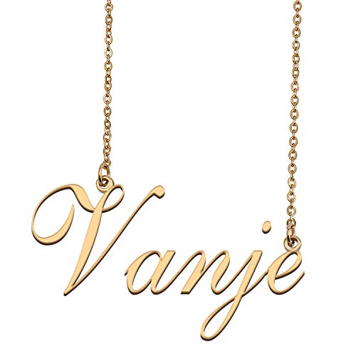 HUAN XUN Custom Personalized Name Necklace in Golden Silver for Women Vanje