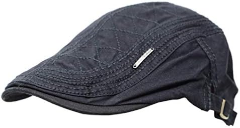 Ts 100% Cotton Men's Gatsby Cap Newsboy Ivy Hat (Black)