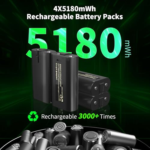 Rechargeable Battery Packs for Xbox Controller, 4X5180mWh Xbox Series X|S, One S/X/Elite Controllers Accessories (Style 1)