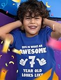 Tstars 7th Birthday Shirt for Boys or Girls - This Is What an Awesome 7 Year Old Looks Like Youth Kids T-Shirt Medium Blue
