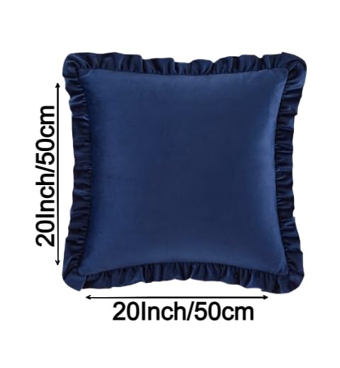 Image of Amazon Brand - Umi Velvet Blue 20x20 Pillow Covers, Set of 2 Decorative Ruffle Cushoin Pillow Covers for Sofa Couch
