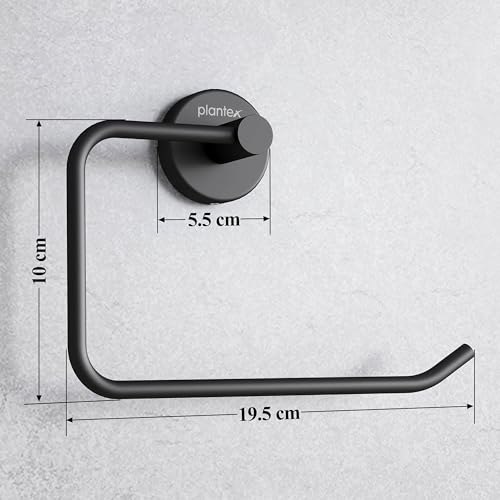 Image of Plantex Stainless Steel Towel Ring for Wash Basin /Towel Hanger for Wash Basin /Napkin Holder for Bathroom /Towel Hanger /Bathroom Accessories (Black - Half Square)